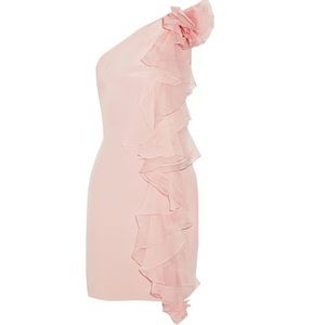Marchesa Notte - Pink Ruffled One-Shoulder Dress